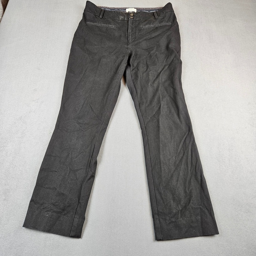 Anthropologie The Essential Slim Pants Black Double Button Trousers Size 10